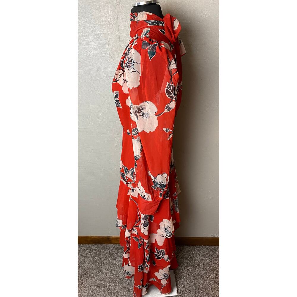 ANTHROPOLOGIE MAXI NWT Exquise Floral Tiered Mock Neck Dress Medium - Picture 4 of 14